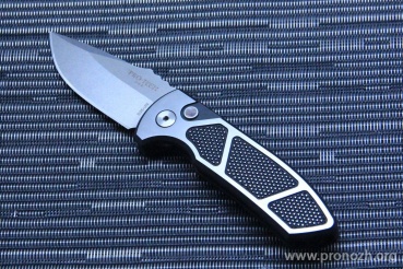    Pro-Tech SBR Custom,  DLC Coated Blade, 2-Tone Knurled Steel Handle 