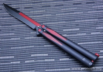  Microtech Tachyon III Balisong Black Widow Black / Red SE Blade, Black / Red Aluminum Handle