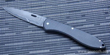   Hikari Knives, Toun Ihara Folder, AUS-8 Damascus Blade, Carbon Fiber Handles