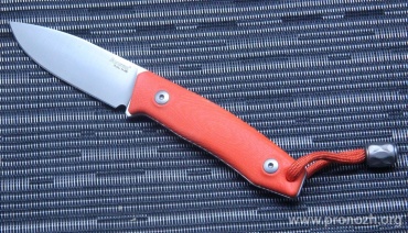   Lion Steel M-1, Satin Finish Blade, Orange G-10 Handle