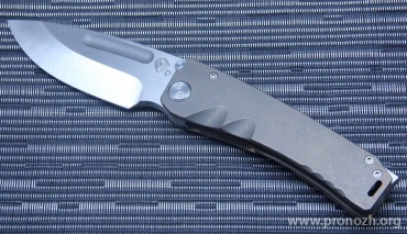   Medford Knife & Tool  Marauder Drop Point, Stonewash Blade, D2 Tool Steel, Bronze Anodized Titanium Handle