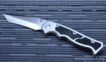    Brend Knives   Custom  Marauder Tanto, Hand Ground Satin Blade, Titanium with Stingray Inserts Handle