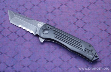   Ruger Knives 2-Stage Compact Flipper, Blackwashed Blade, Combo Edge, Aluminum / Stainless Steel Handle