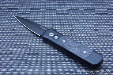    Pro-Tech Godson, Black DLC-Coated Blade, Black Aluminum Handle with  Marbled Carbon Fiber Inlays
