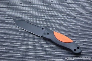   Hogue EX-F02 Tanto, Black Blade, Orange Handle