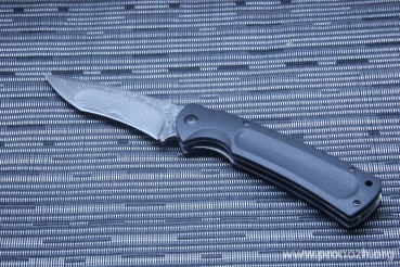   Hikari Knives, Higo Folder, Black G-10 Handles, AUS-8 Damascus Steel