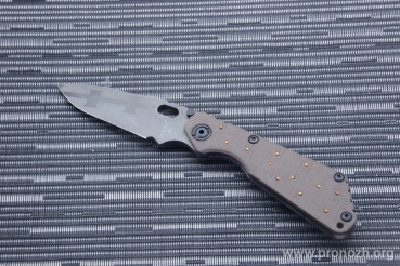   DUANE DWYER CUSTOM  SMF  "Razor Wire", Crucible CPM  20V Steel,  Oxide Coating Blade, Coyote Brown G-10 with Swarovski Crystals / Flame Anodized Titanium