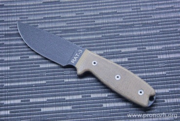   Ontario RAT-3 Plain Blade, Micarta Handles, Original Black Sheath