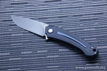   MKM Knives  Arvenis, Stonewashed Blade, Black G-10 Handle with Grey  Aluminium  Inlay
