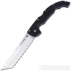   Cold Steel  Voyager Extra Large Tanto, Serrated Edge, Aus 10 Steel, Black Grivory Handle