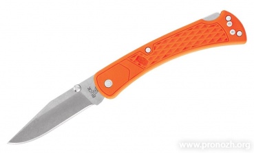   Buck Folding Hunter Slim Select, 420HC Steel,  Stonewash Blade,  Blaze Orange GRN Handle