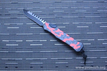 Автоматический складной нож фронтального выброса Heretic Knives Hydra OTF Auto Recurve Red Camo Handle