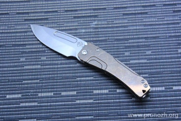   Medford Knife & Tool Slim Midi Drop Point, Stonewashed Blade, S35VN Steel, Bronze Anodized Titanium Handle