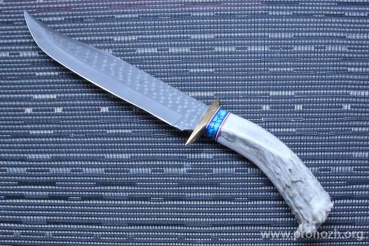   Ken Richardson Knives Bowie Crown Horn Handle 8" Elk Antler HandleWith Turquoise Inlay