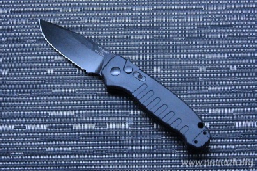    Hogue Balista I Drop Point Auto, Black Cerakote Blade, Black Aluminum Handle