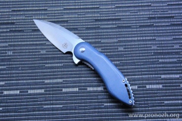   Begg Knives Mini Glimpse, Satin Finish Blade, D2 Tool Steel, Contoured Gray G-10 Handle