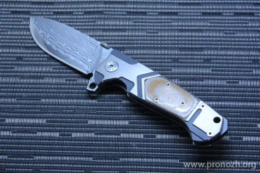 �������� ��� Andre de Villiers Trailboss Titanium Inlay Canvas-Micarta, Damascus Steel