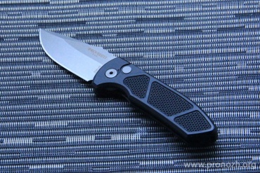   Pro-Tech SBR,  Stonewashed Blade, Black Knurled Aluminum Handle 