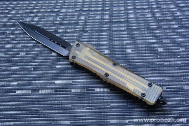      Microtech Combat Troodon D/E, Signature Series, Ultem Top and Button, CPM Magnacut DLC Damascus Standard, DLC Hardware