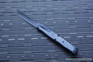      Heretic Knives Cleric II Tanto DLC, Full Serrated , White Camo Carbon Fiber