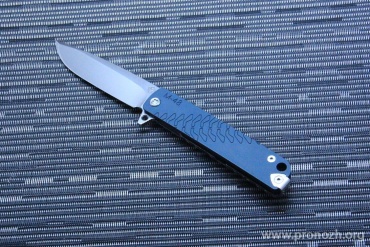   Medford Knife & Tool M-48 Hybrid, Satin Blade, CPM S35VN Steel, Blue Aluminium / Titanium Handle