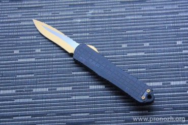      Heretic Knives Manticore-E Recurve,Gold Everything, Black Grenade Grip Handle