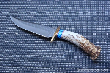   Ken Richardson Knives Bowie Crown Horn Handle 5" Elk Antler HandleWith Turquoise Inlay