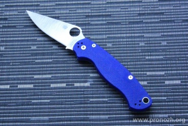   Spyderco Para Military 2, Satin Finish Blade, Crucible CPM S110V Steel, Blue G-10 Handle