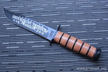    KA-BAR USN-OEF Afghanistan, 1095 Carbon Steel, Leather Sheath