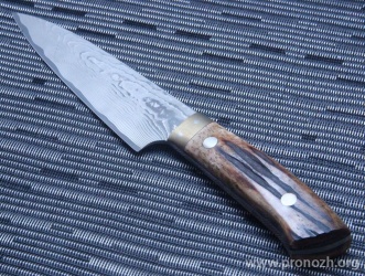 Нож кухонный поварской Maruyoshi Gyuto by Saji Takeshi, VG-10 Core Forged with Nickel Damascus, Stag Bone Handle