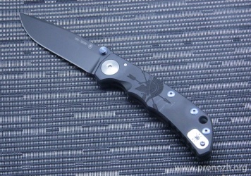 Складной нож Spartan Blades Harsey Folder, Black DLC-coating  Blade, Black Titanium Handles with Spartan Logo Engraved, Blue Anodized Hardware