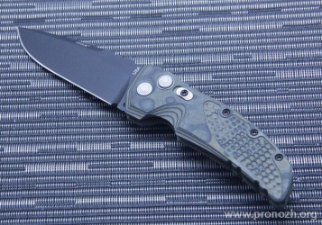 Складной автоматический нож Hogue EX-01 3.5 Drop Point Auto,  Black Blade, Green / Black G-Mascus G10 Handle
