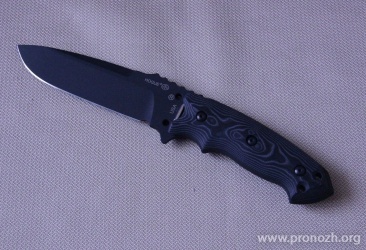   Hogue EX-F01 5" Drop Point, Black Blade, Gray / Black G-Mascus G10 Handle