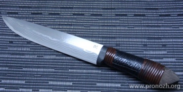   Maruyoshi Hunter Hand Crafted, Shirogami Core Forged with Nickel Damascus, Snake Skin