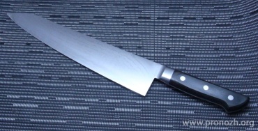 Нож кухонный поварской Maruyoshi Gyuto, VG-10 Core Forged with Nickel Damascus, Pakka Wood Handle
