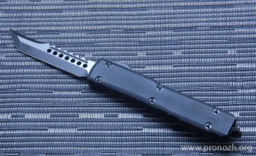 Автоматический складной нож фронтального выброса Microtech Ultratech Hellhound, Black Standard, Black G-10 and Black Aluminum Handle