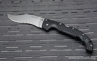   Cold Steel Voyager Extra Large Vaquero, Stonewashed Blade, Carpenter CTS BD1 Steel, Black Grivory Handle, Serrated Edge