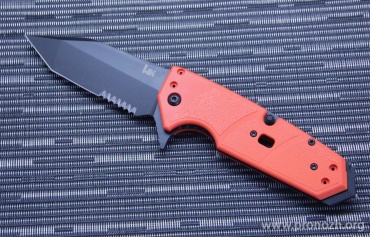 Складной нож Heckler & Koch by Hogue, Karma  Tanto Flipper, Black Cerakote Blade, Combo Edge, Orange G10 Handle