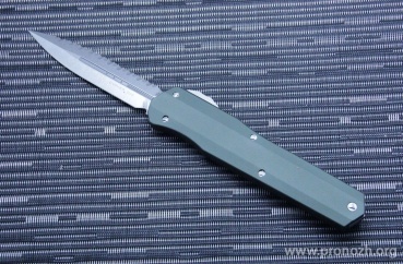 Автоматический складной нож фронтального выброса Microtech Cypher D/E, Smootch OD Green Aluminium Handle,  Stonewash Blade, Tactical Full Serrated