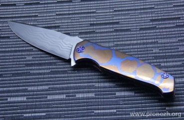 Складной нож Sander Knife "Phantom Timascus" Flipper, Vanadis 10 Steel, Timascus Azure Handle