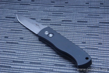 Складной автоматический нож Pro-Tech Emerson, Spear-Point  Plain Edge, Stonewash Blade, Black Aluminum Handle