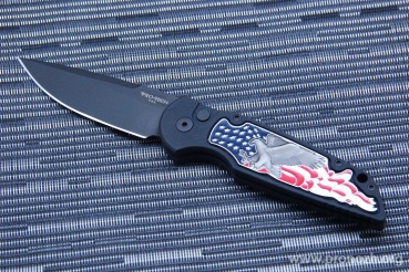 Складной автоматический нож Pro-Tech TR-3 B. Shaw Designed "3D coin struck" Eagle Inlay, DLC-Coated Blade