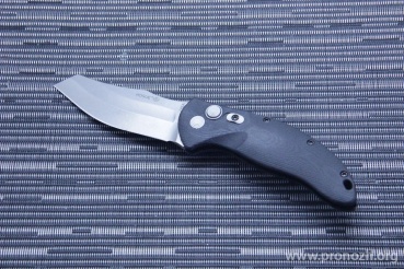 Складной автоматический нож Hogue EX-A04 3.5" Wharncliffe Auto, Stone-Tumbled Blade, Black  G10 Handle