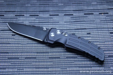   Hogue EX-01 3.5" Drop Point, Black Blade, Black Aluminum Handle