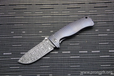 Cкладной нож Lion Steel SR-1, Chad Nichols Damascus Iguana Pattern Blade, Violet Anodized Titanium Handle