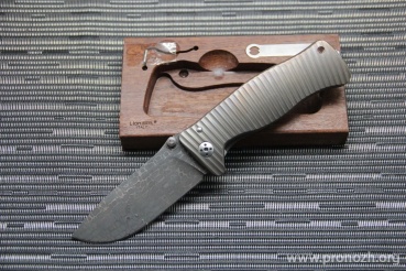 Cкладной нож Lion Steel SR-1, Chad Nichols Damascus Iguana Pattern Blade, Bronze Anodized Titanium Handle