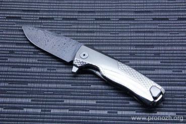 Cкладной нож Lion Steel ROK, Chad Nichols Damascus with Scrambled Pattern Blade, Gold Solid Titanium Handle