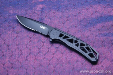    CRKT Gusset IKBS Flipper, Black Oxide Blade, Combo Edge, Skeletonized Stainless Steel Handle