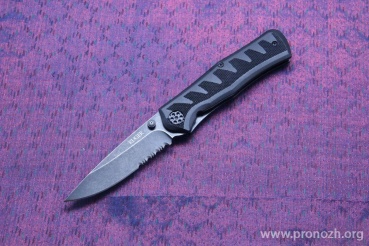   Ruger Knives Crack-Shot  Compact, Blackwashed Blade, Combo Edge