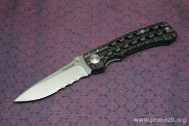  Ruger Knives Go-N-Heavy Tactical Folder, Stonewashed Blade, Combo Edge,  Aluminum Handle